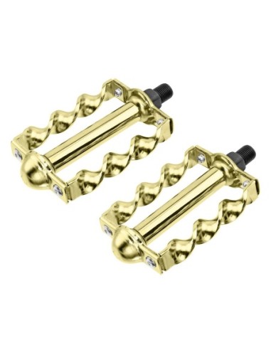 Twisted Flat Pedals 1/2 W/Logo Gold.